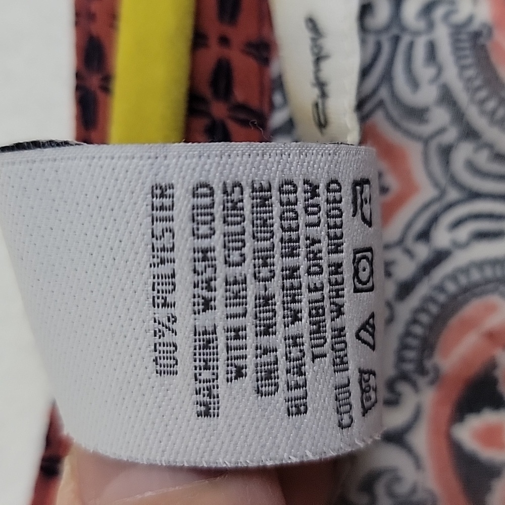 American Rag Orange, Navy & Off White Sheer Boho Print M - Picture 8 of 15